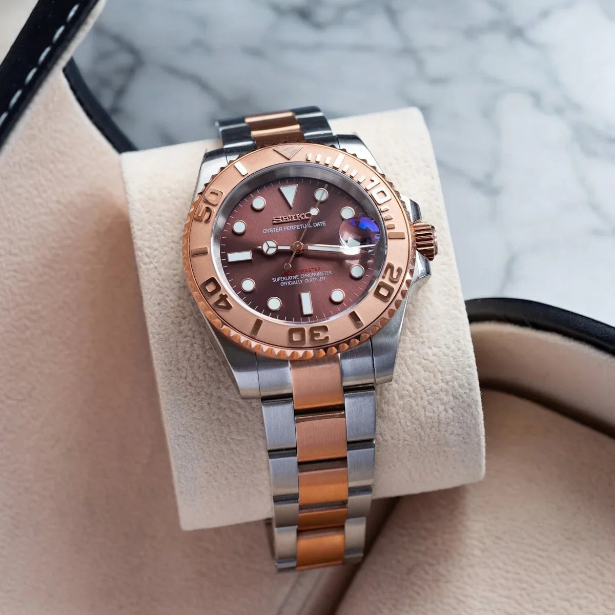 Seiko Mod Yacht-Master "Rose/Silver"