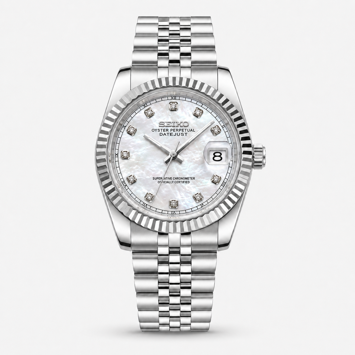 Seiko Mod Diamond Datejust "Pearl Dial"