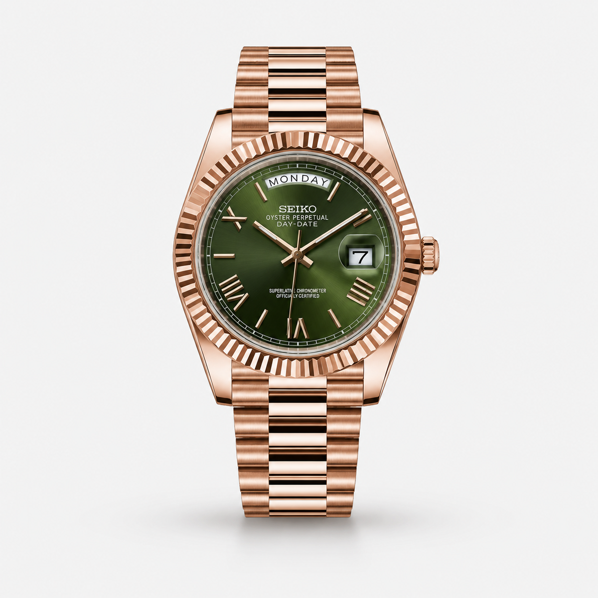 Seiko Mod Day-Date "Rose Gold/Green"