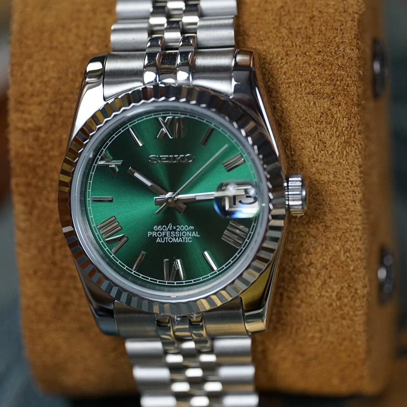 Seiko Mod Datejust "Green Roman"